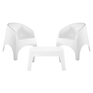 Juego de sofá plástico bistro blanco (2 Sofá y una mesa)