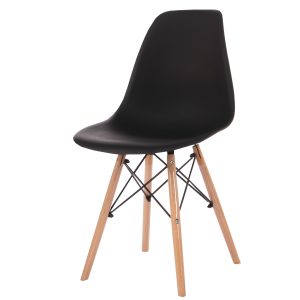 Silla London Baja Negra plastico/madera 83cm alto