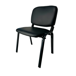 Silla de espera Comfort, recubierta de cuerina, color negro