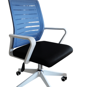 Silla para escritorio blanca con malla azul 100*58*49cm 9401