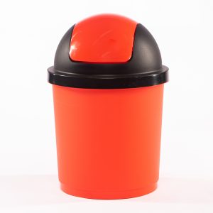 Basurero pequeño con tapa naranja