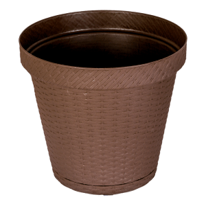 Maceta Terragave Rattan Redonda 35cm Cafe (TAMRRD3414-GR)