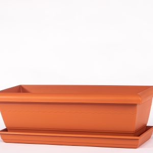 Macetero rectangular 1 con plato cotta