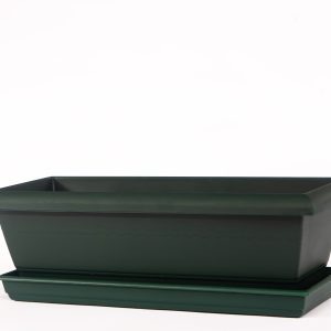 Macetero rectangular 2 con plato verde